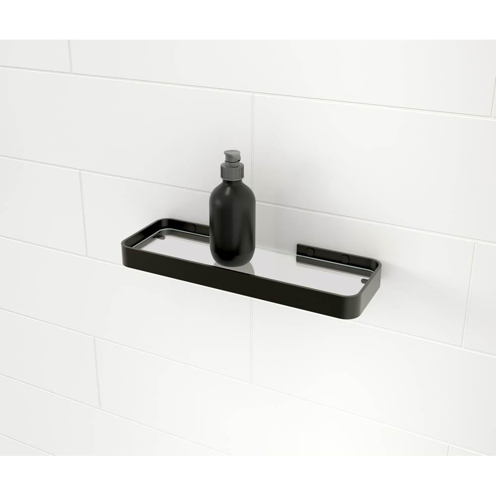 Manhattan Rectangular Shelf with Glass in Matte Black