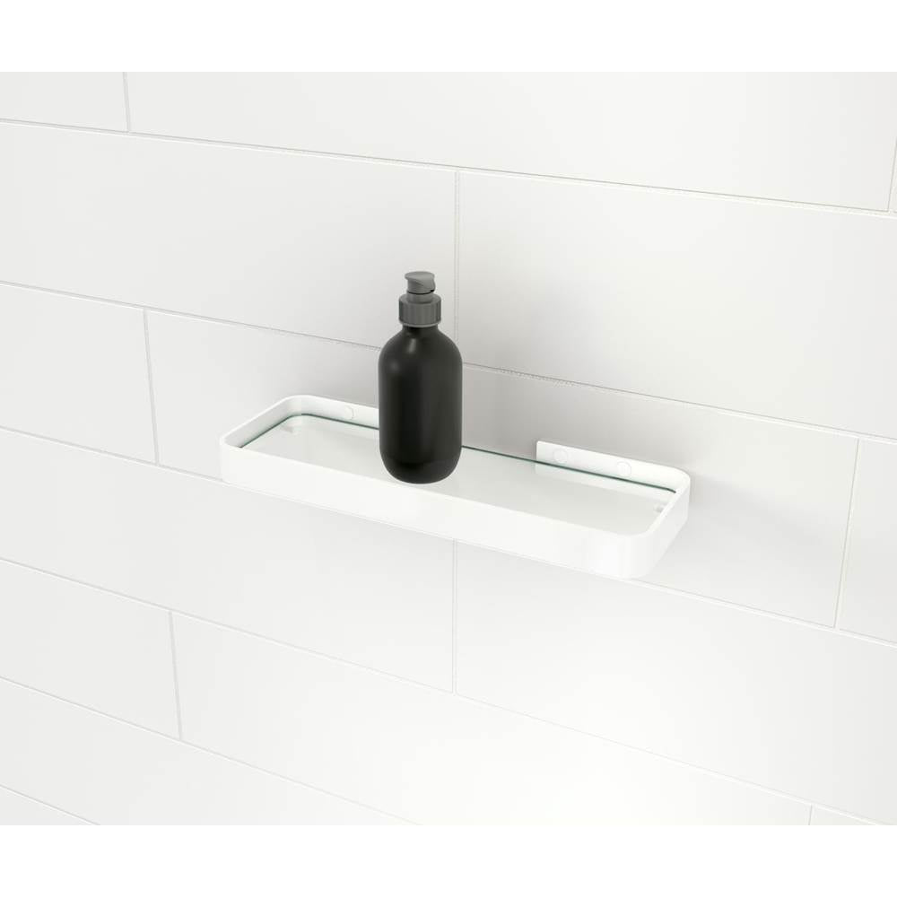 Manhattan Rectangular Shelf with Glass in Glossy White