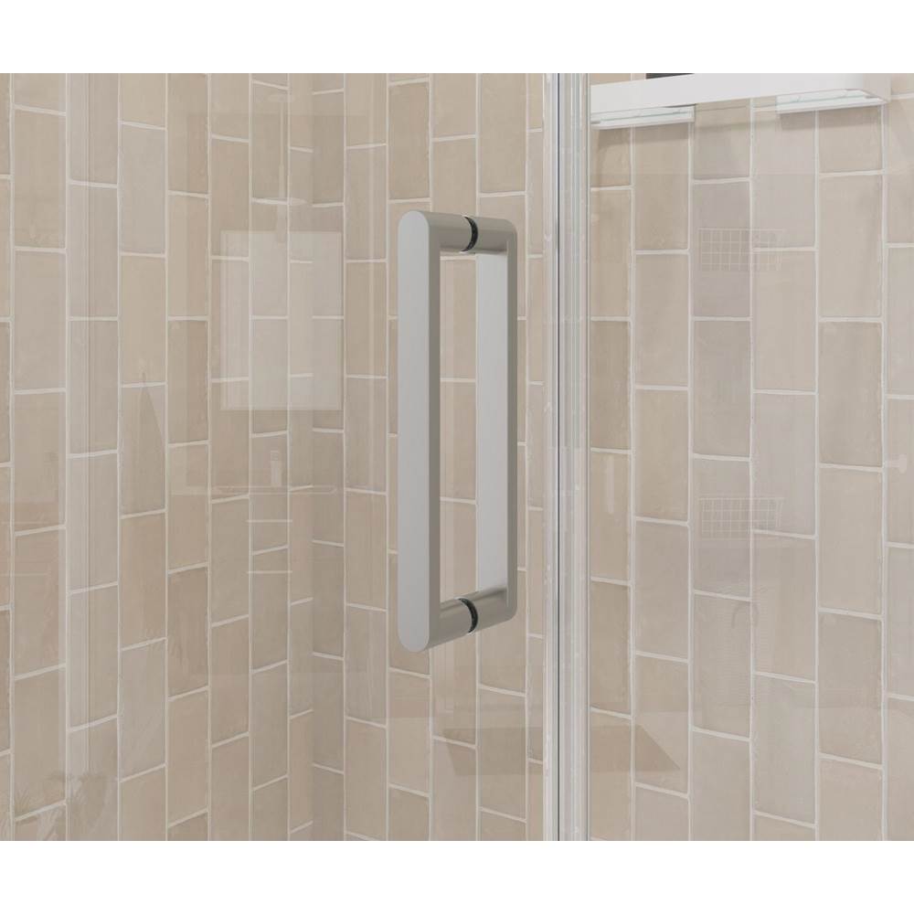 Manhattan 53-55 x 68 in. 6 mm Pivot Shower Door for Alcove Installation with Clear glass & Round Handle in Brushed Nickel