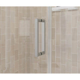 Manhattan 53-55 x 68 in. 6 mm Pivot Shower Door for Alcove Installation with Clear glass & Round Handle in Brushed Nickel