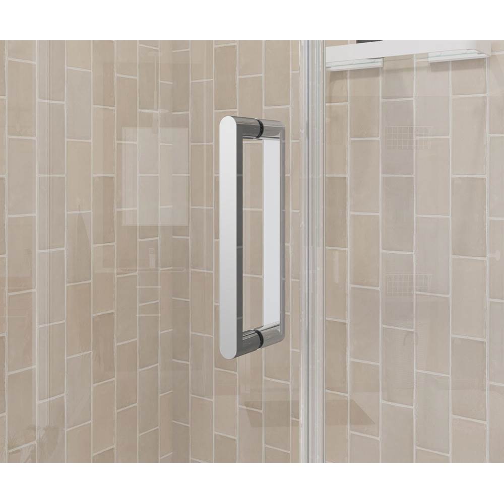 Manhattan 53-55 x 68 in. 6 mm Pivot Shower Door for Alcove Installation with Clear glass & Round Handle in Chrome
