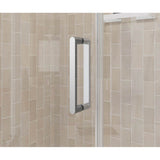 Manhattan 53-55 x 68 in. 6 mm Pivot Shower Door for Alcove Installation with Clear glass & Round Handle in Chrome