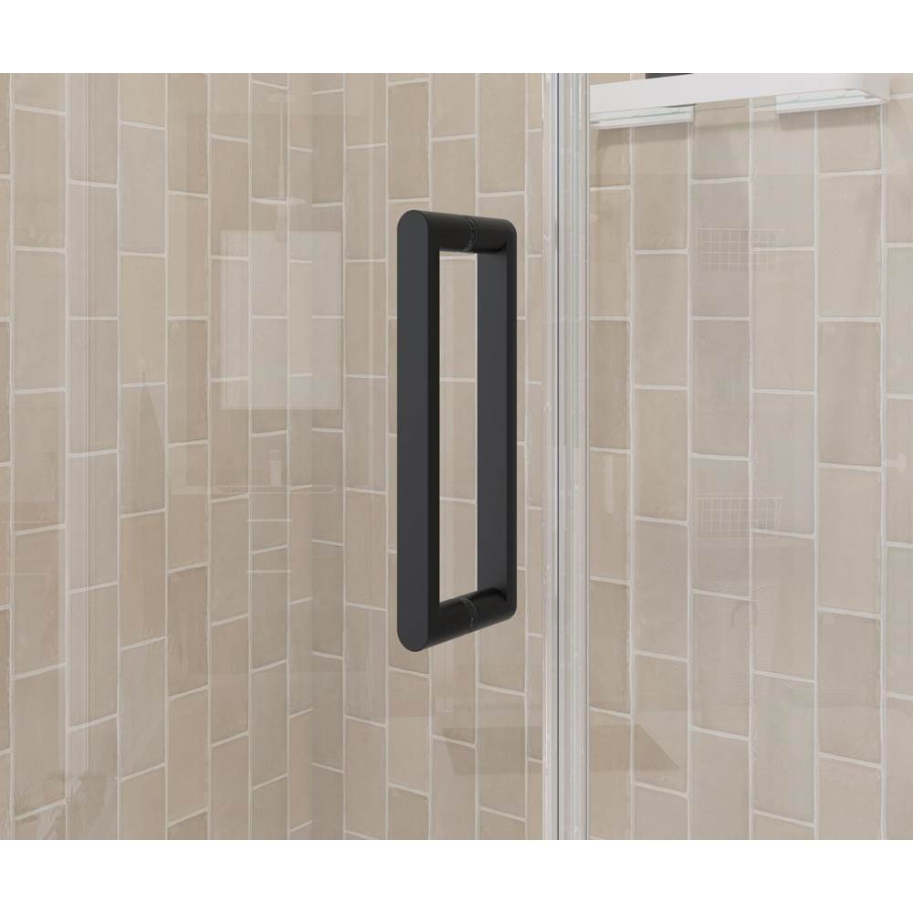 Manhattan 47-49 x 68 in. 6 mm Pivot Shower Door for Alcove Installation with Clear glass & Round Handle in Matte Black