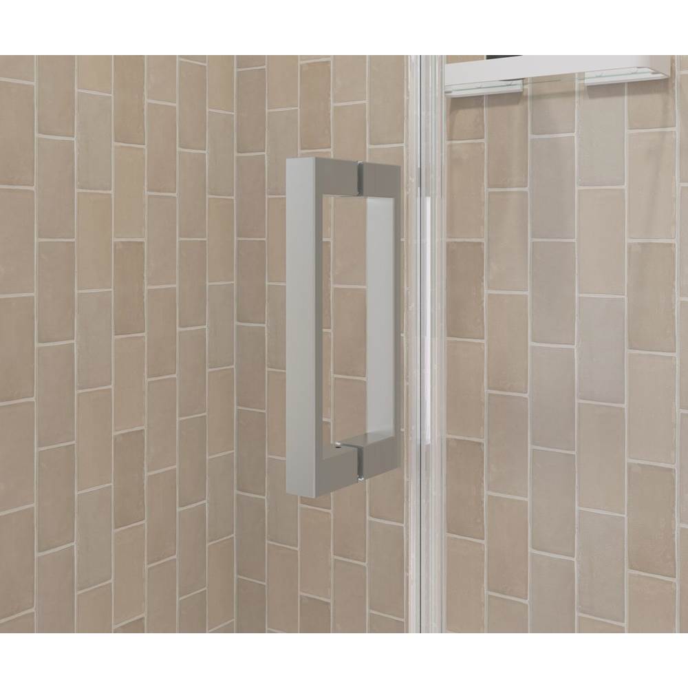 Manhattan 53-55 x 68 in. 6 mm Pivot Shower Door for Alcove Installation with Clear glass & Square Handle in Brushed Nickel