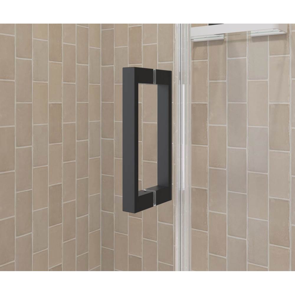 Manhattan 47-49 x 68 in. 6 mm Pivot Shower Door for Alcove Installation with Clear glass & Square Handle in Matte Black