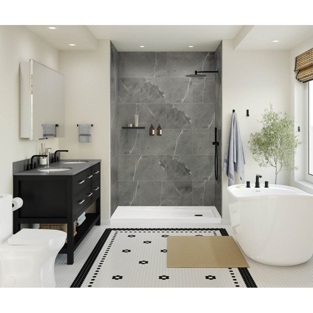 Manhattan Glue-up Wall Tiles 15.75 x 31.5 in. In Smooth Marble Dark Grey