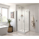 Maax - Manhattan Square 36 x 36 x 72 in. 6mm Pivot Shower Door for Corner Installation with Clear glass & Round Handle in Chrome