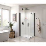Maax - Manhattan Square 36 x 36 x 72 in. 6mm Pivot Shower Door for Corner Installation with Clear glass & Round Handle in Matte Black