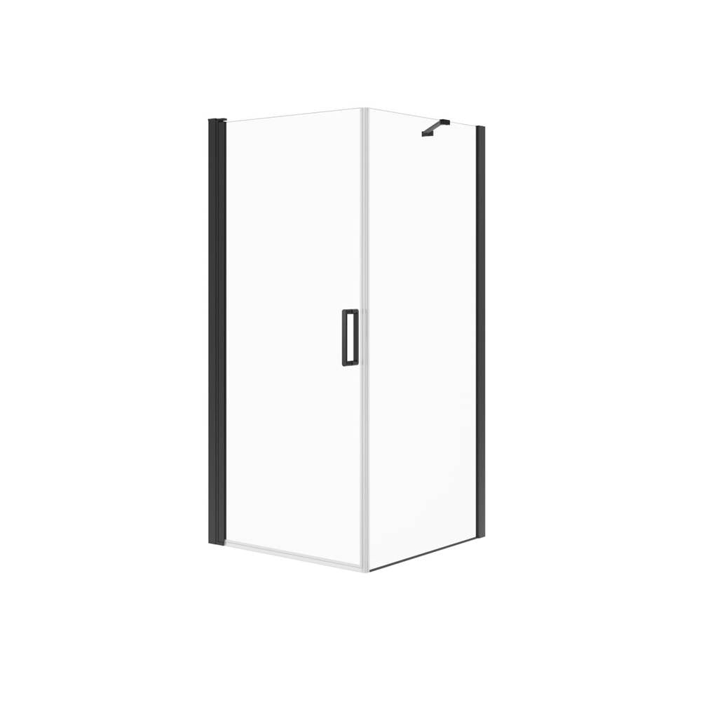 Manhattan Square 36 x 36 x 72 in. 6mm Pivot Shower Door for Corner Installation with Clear glass & Round Handle in Matte Black