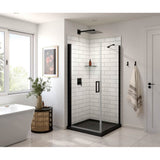 Manhattan Square 36 x 36 x 72 in. 6mm Pivot Shower Door for Corner Installation with Clear glass & Square Handle in Matte Black