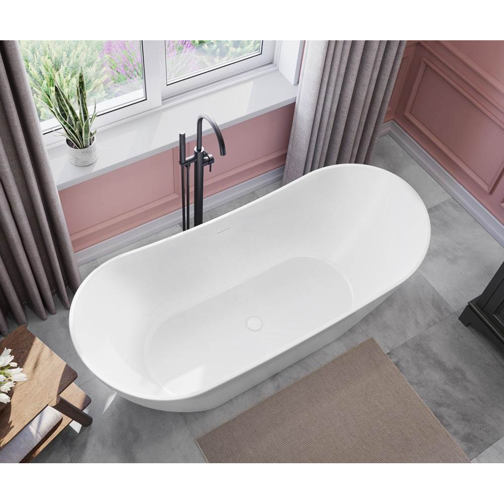 Mirella 67 x 29 Acrylic Freestanding Center Drain Bathtub in White with White Skirt