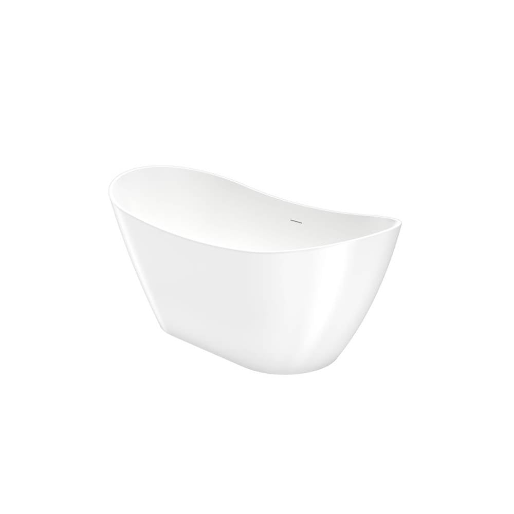 Mahaba 60 x 29 Acrylic Freestanding Oval Center Drain Bathtub in White