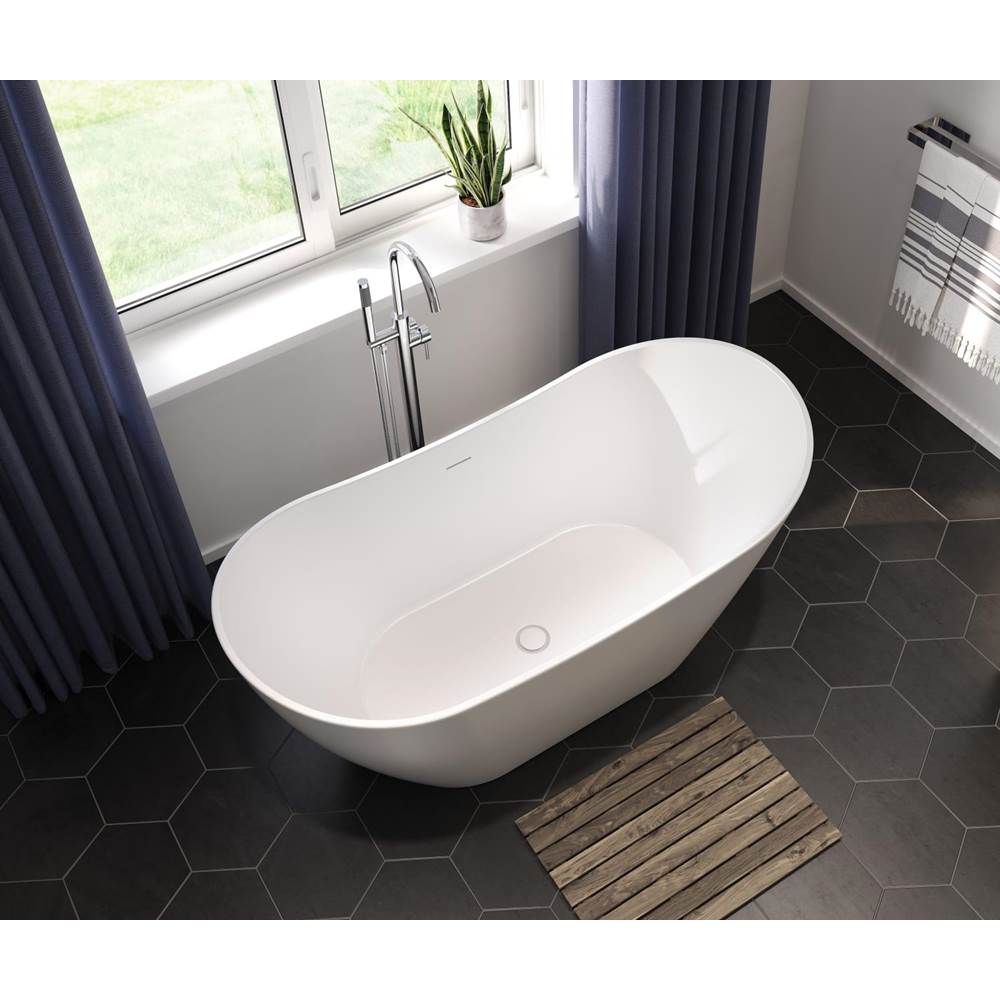Mahaba 60 x 29 Acrylic Freestanding Oval Center Drain Bathtub in White