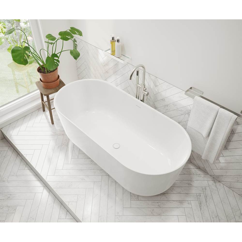 Malindi 67 x 30 Acrylic Freestanding Oval Center Drain Bathtub in White