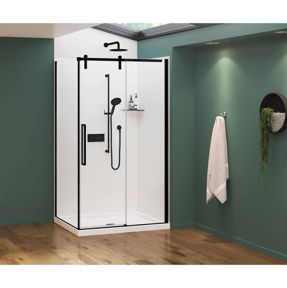 Nebula 44.5-46.5 x 78.75 in. 8mm Sliding Shower Door for Alcove Installation with Clear glass in Matte Black