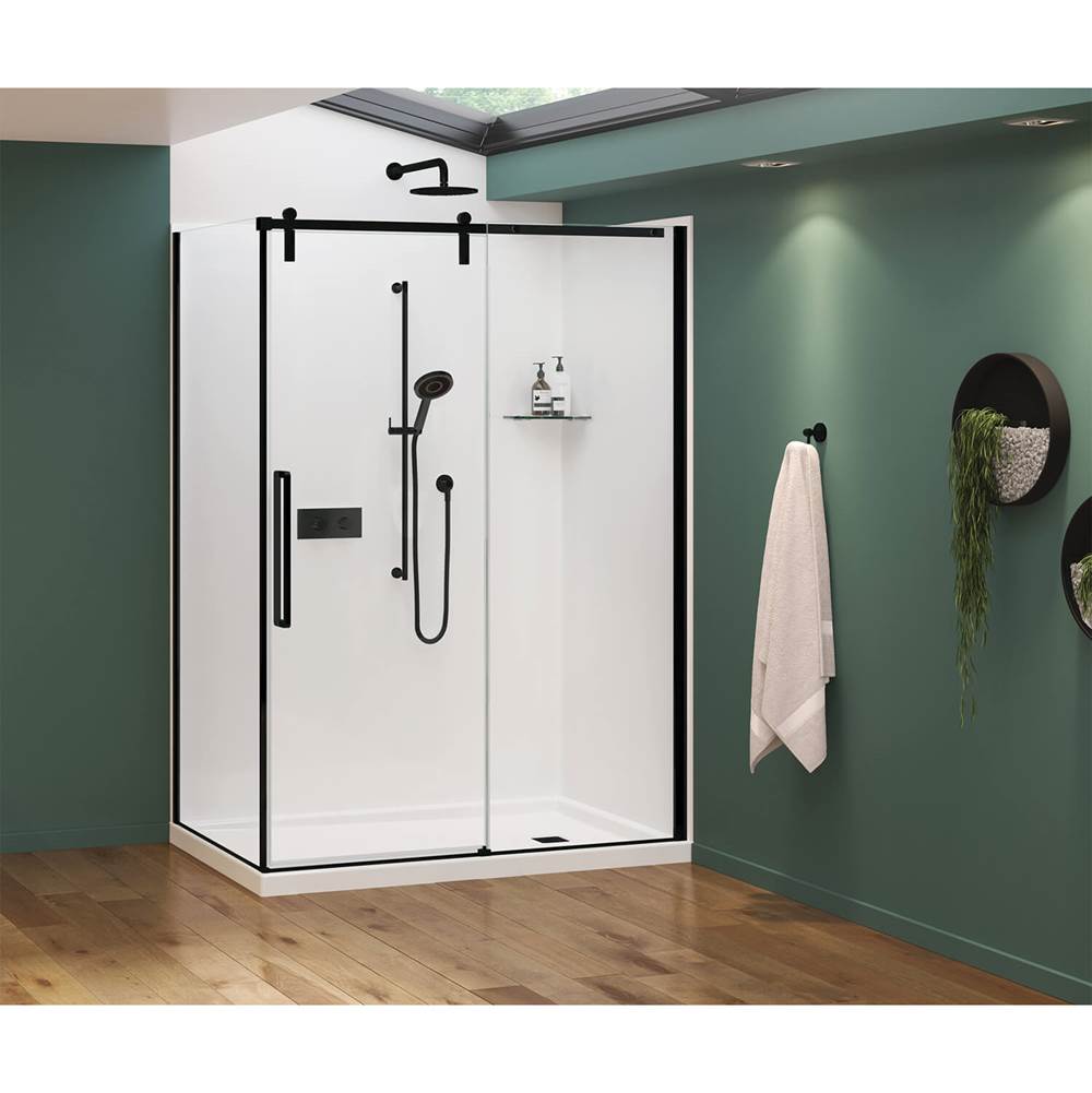 Nebula 56.5-58.5 x 78.75 in. 8mm Sliding Shower Door for Alcove Installation with Clear glass in Matte Black