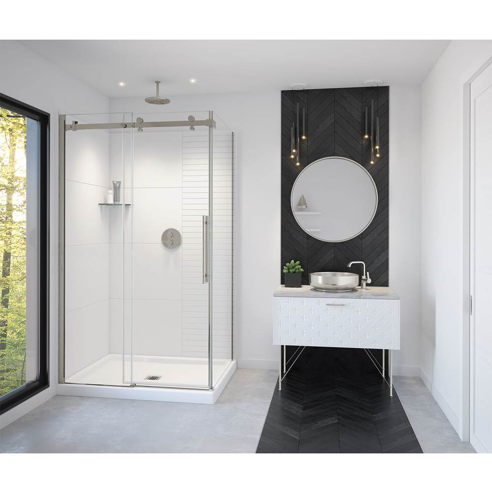 Vela 44.5-47 x 78.75 in. 8mm Sliding Shower Door for Alcove Installation with Clear glass in Brushed Nickel