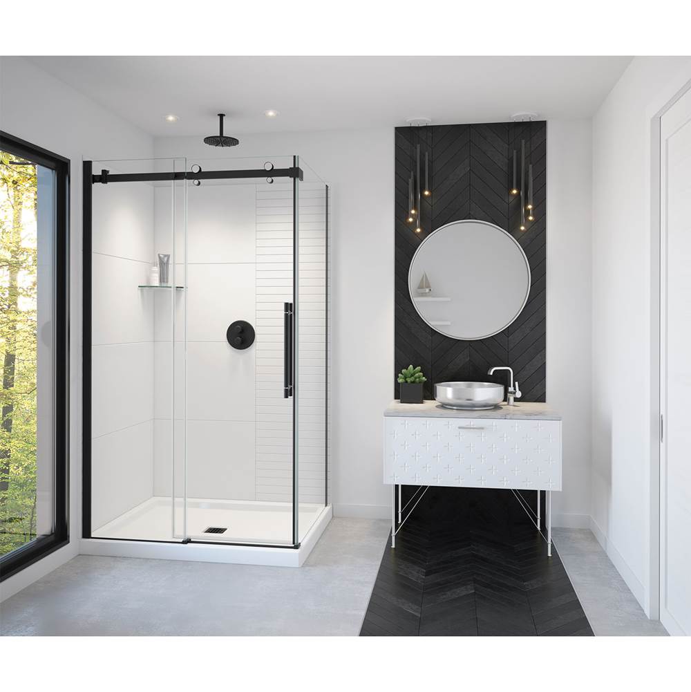 Vela 44.5-47 x 78.75 in. 8mm Sliding Shower Door for Alcove Installation with Clear glass in Matte Black and Chrome