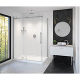 Vela 56.5-59 x 78.75 in. 8mm Sliding Shower Door for Alcove Installation with Clear glass in Chrome and Matte Black