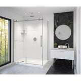 Vela 56.5-59 x 78.75 in. 8mm Sliding Shower Door with Towel Bar for Alcove Installation with Clear glass in Brushed Nickel