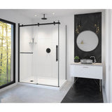 Vela 56.5-59 x 78.75 in. 8mm Sliding Shower Door with Towel Bar for Alcove Installation with Clear glass in Matte Black