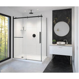 Vela 56.5-59 x 78.75 in. 8mm Sliding Shower Door with Towel Bar for Alcove Installation with Clear glass in Matte Black and Brushed Nickel