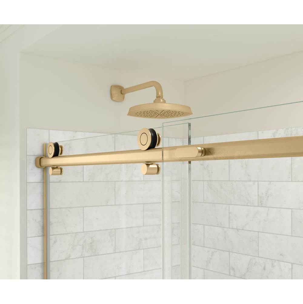 Odyssey SC 48'' x 32'' x 78'' 8mm Sliding Shower Door for Corner Installation with Clear glass in  Brushed Gold