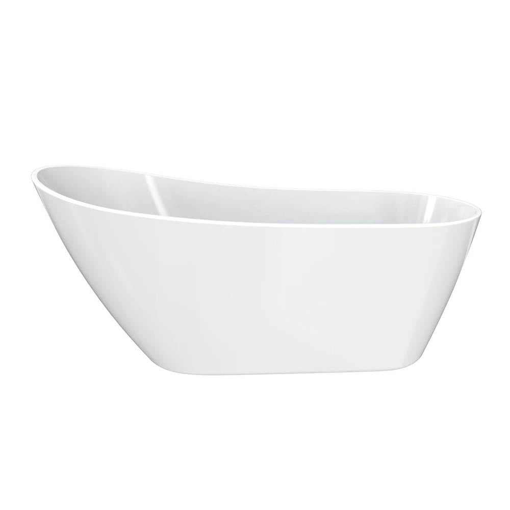 Soca 59 x 28 Acrylic Freestanding Slipper End Drain Bathtub in White