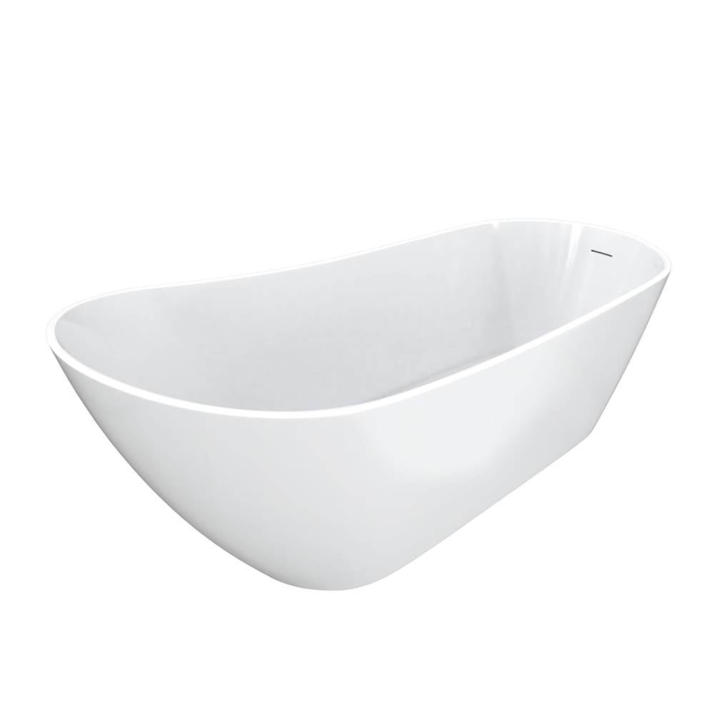 Soca 67 x 29 Acrylic Freestanding Slipper End Drain Bathtub in White