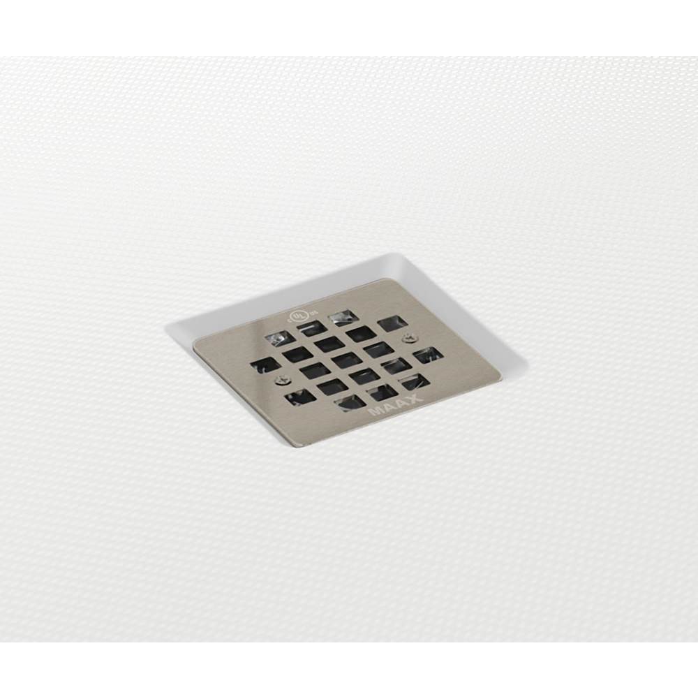 B3Square 4832 Acrylic Alcove Shower Base in White with Anti-slip Bottom with Center Drain