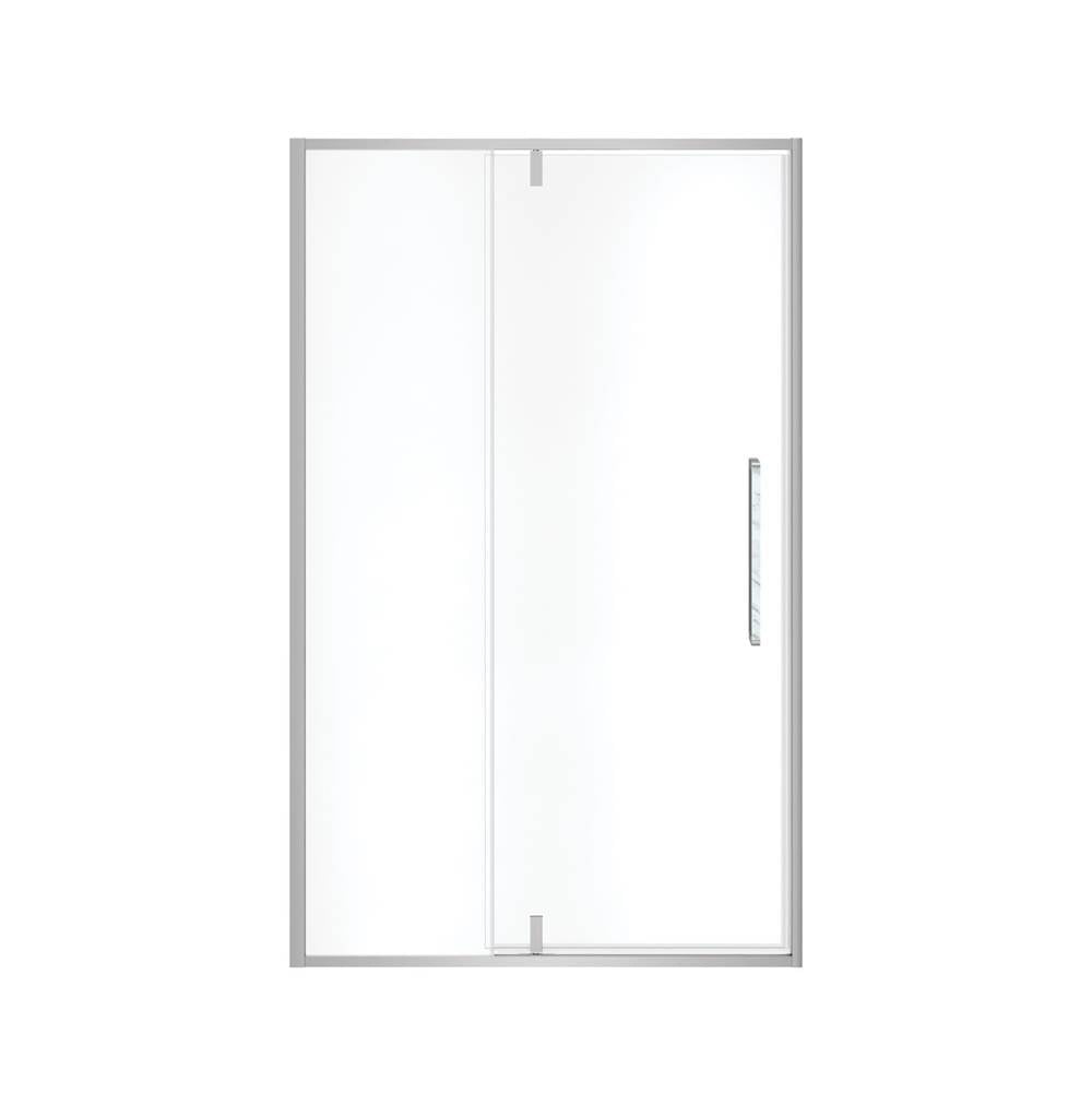 Uptown 45-47 x 76 in. 8 mm Pivot Shower Door for Alcove Installation with Clear glass in Chrome & White Marble