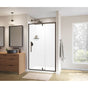Maax - Uptown 45-47 x 76 in. 8 mm Pivot Shower Door for Alcove Installation with Clear glass in Dark Bronze & Beige Marble