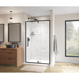 Maax - Uptown 45-47 x 76 in. 8 mm Pivot Shower Door for Alcove Installation with Clear glass in Matte Black & Wood