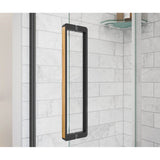 Uptown 56-59 x 76 in. 8 mm Sliding Shower Door for Alcove Installation with Clear glass in Matte Black & Wood