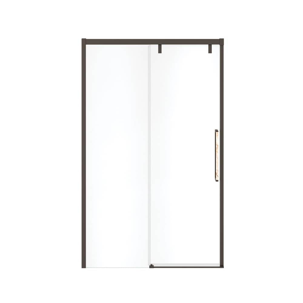 Uptown 44-47 x 76 in. 8 mm Sliding Shower Door for Alcove Installation with Clear glass in Dark Bronze & Beige Marble