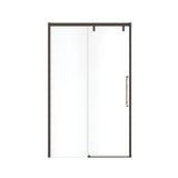 Uptown 44-47 x 76 in. 8 mm Sliding Shower Door for Alcove Installation with Clear glass in Dark Bronze & Beige Marble