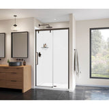 Maax - Uptown 44-47 x 76 in. 8 mm Sliding Shower Door for Alcove Installation with Clear glass in Dark Bronze & Beige Marble