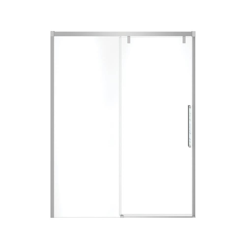 Uptown 56-59 x 76 in. 8 mm Sliding Shower Door for Alcove Installation with Clear glass in Chrome & White Marble