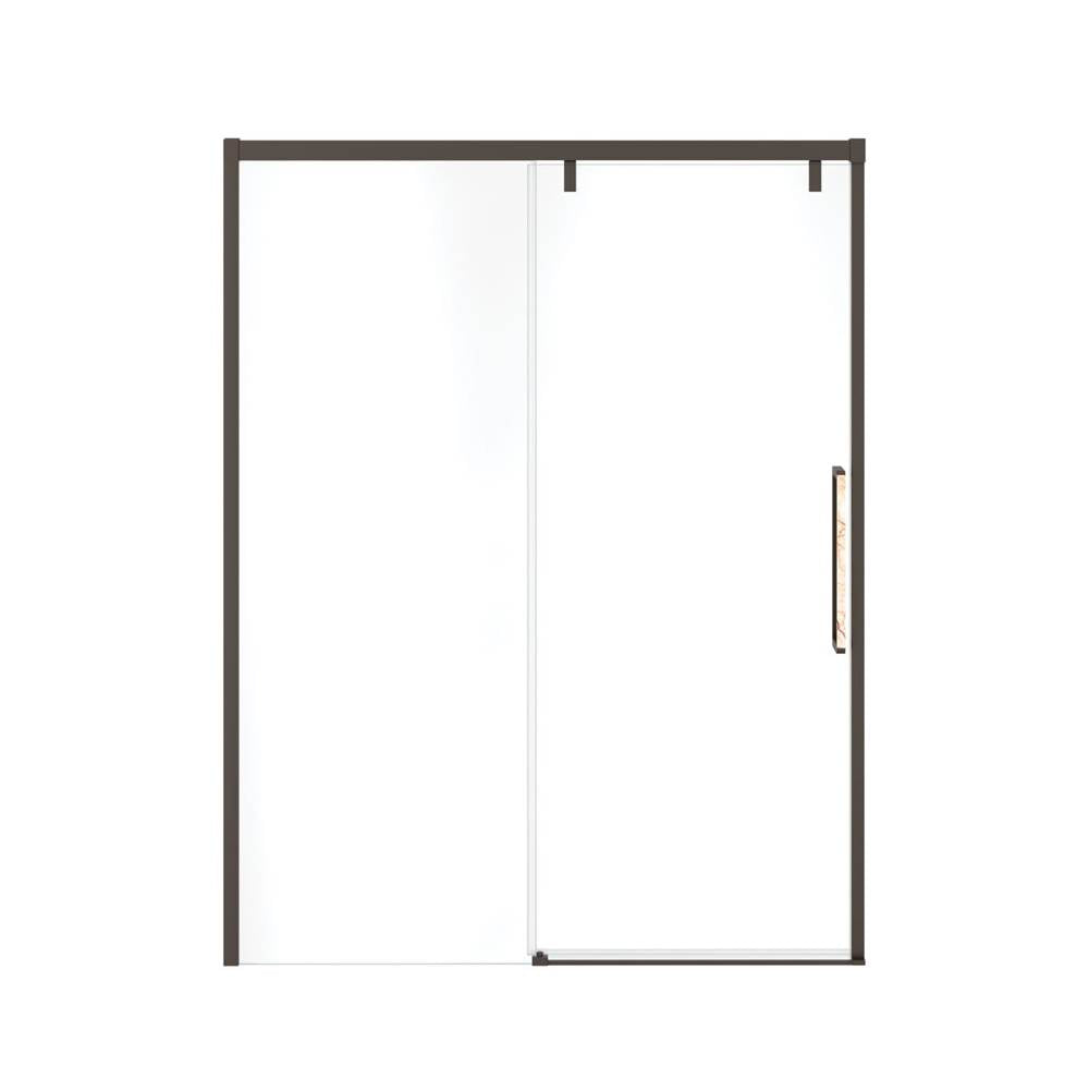 Uptown 56-59 x 76 in. 8 mm Sliding Shower Door for Alcove Installation with Clear glass in Dark Bronze & Beige Marble