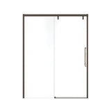 Uptown 56-59 x 76 in. 8 mm Sliding Shower Door for Alcove Installation with Clear glass in Dark Bronze & Beige Marble