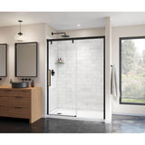 Maax - Uptown 56-59 x 76 in. 8 mm Sliding Shower Door for Alcove Installation with Clear glass in Matte Black & Wood
