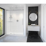 Maax - Vela 56.5-59 x 78.75 in. 8mm Sliding Shower Door with Towel Bar for Alcove Installation with Clear glass in Chrome and Matte White