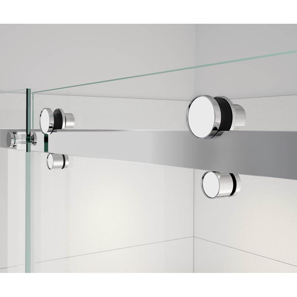 Vela 56.5-59 x 78.75 in. 8mm Sliding Shower Door with Towel Bar for Alcove Installation with Clear glass in Chrome and Matte White