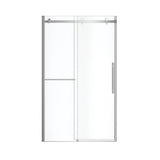 Vela 44.5-47 x 78.75 in. 8mm Sliding Shower Door with Towel Bar for Alcove Installation with Clear glass in Chrome and Matte White
