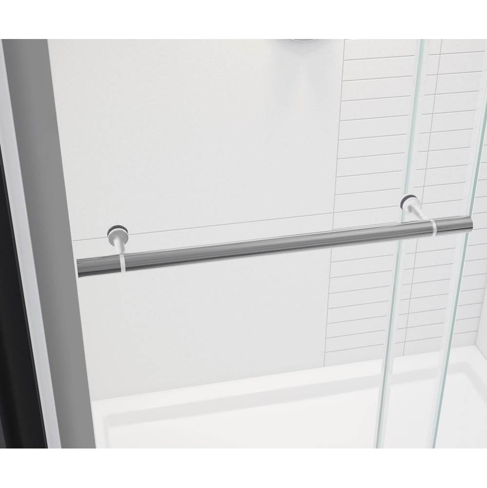 Vela 56.5-59 x 78.75 in. 8mm Sliding Shower Door with Towel Bar for Alcove Installation with Clear glass in Chrome and Matte White