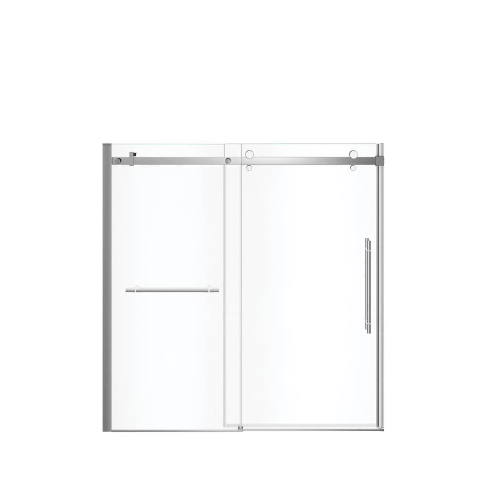 Vela 56.5-59 x 59 in. 8 mm Sliding Tub Door with Towel Bar for Alcove Installation with Clear glass in Chrome and Matte White