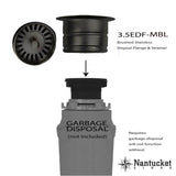Nantucket Sink 3.5 Inch Extended Flange Disposal Kitchen Drain in Brushed Stainless