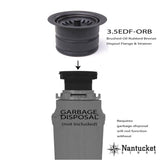 Nantucket Sink 3.5 Inch Extended Flange Disposal Kitchen Drain in Brushed Stainless