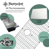 30 Inch Pro Series Prep-Station Single Bowl Undermount Stainless Steel Kitchen Sink with Included Accessories