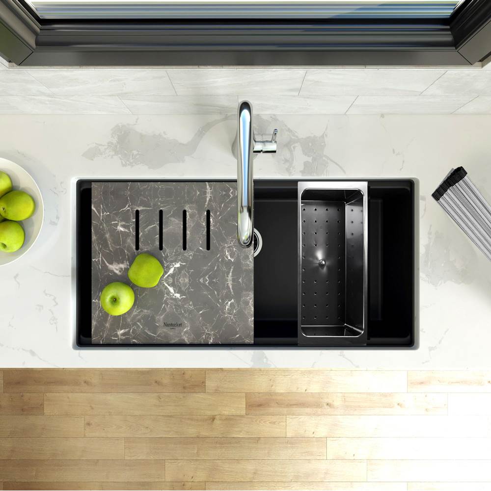 Plymouth Collection Granite Composite Workstation Sink In Matte Black
